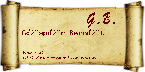 Gáspár Bernát névjegykártya